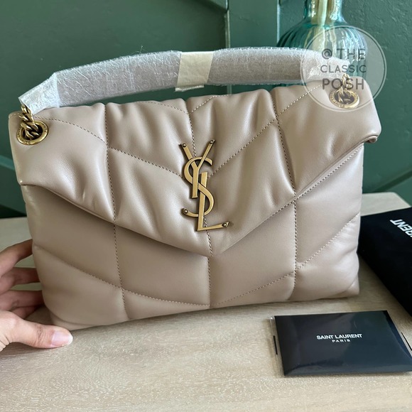 ❌SOLD❌Saint Laurent Loulou Puffer Small Darke Beige Gold HW - Picture 2 of 16